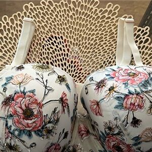 VS Floral Print Bra with gold Accents